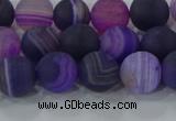 CAG9321 15.5 inches 8mm round matte line agate beads wholesale