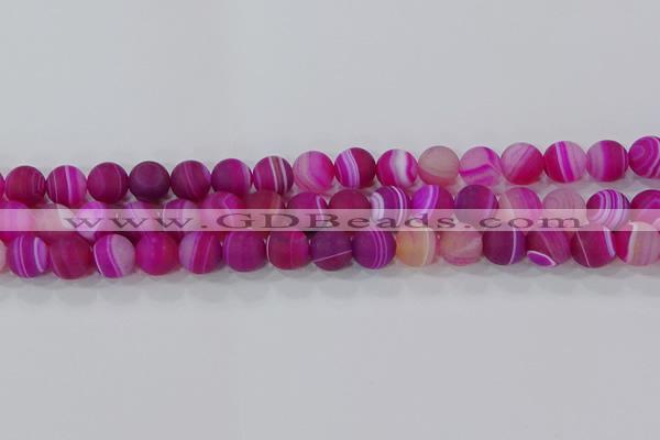 CAG9328 15.5 inches 10mm round matte line agate beads wholesale