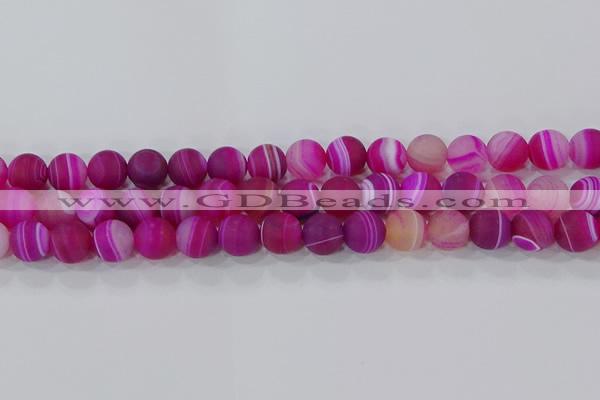 CAG9329 15.5 inches 12mm round matte line agate beads wholesale