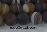 CAG9340 15.5 inches 12mm round matte line agate beads wholesale