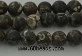 CAG9381 15.5 inches 6mm round matte turritella agate beads