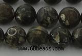 CAG9384 15.5 inches 12mm round matte turritella agate beads