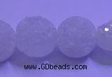 CAG9428 7.5 inches 10mm coin white plated druzy agate beads