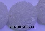 CAG9436 7.5 inches 35mm coin white plated druzy agate beads