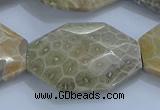 CAG9440 22*30mm - 25*35mm faceted freeform chrysanthemum agate beads