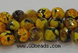 CAG9452 15.5 inches 8mm faceted round fire crackle agate beads