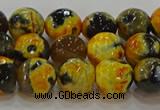 CAG9453 15.5 inches 10mm faceted round fire crackle agate beads