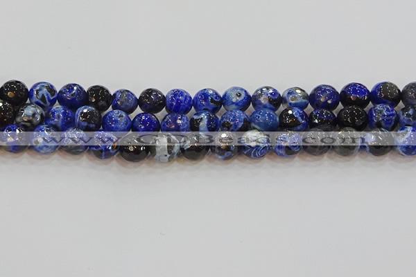 CAG9463 15.5 inches 10mm faceted round fire crackle agate beads