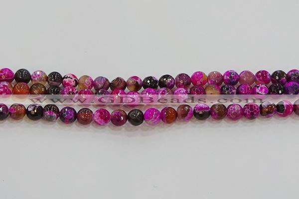 CAG9467 15.5 inches 8mm faceted round fire crackle agate beads