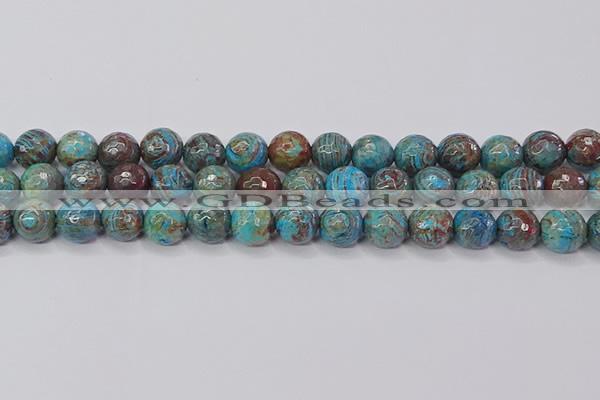 CAG9483 15.5 inches 10mm faceted round blue crazy lace agate beads