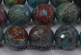 CAG9485 15.5 inches 14mm faceted round blue crazy lace agate beads