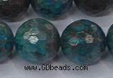 CAG9487 15.5 inches 18mm faceted round blue crazy lace agate beads