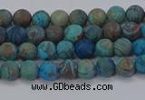 CAG9492 15.5 inches 4mm round matte blue crazy lace agate beads