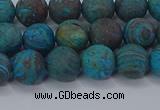 CAG9494 15.5 inches 8mm round matte blue crazy lace agate beads