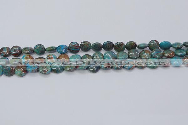 CAG9513 15.5 inches 10mm flat round blue crazy lace agate beads