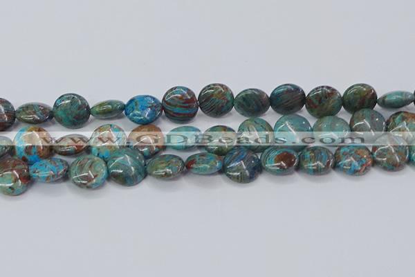 CAG9516 15.5 inches 16mm flat round blue crazy lace agate beads