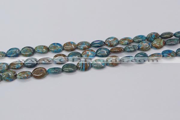 CAG9520 15.5 inches 10*14mm oval blue crazy lace agate beads