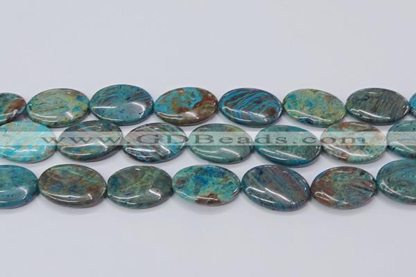 CAG9524 15.5 inches 18*25mm oval blue crazy lace agate beads