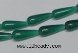 CAG957 15.5 inches 6*16mm teardrpop green agate gemstone beads