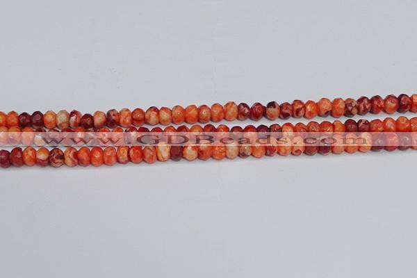 CAG9571 15.5 inches 4*6mm faceted rondelle crazy lace agate beads