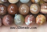 CAG9811 15.5 inches 6mm faceted round wood agate beads