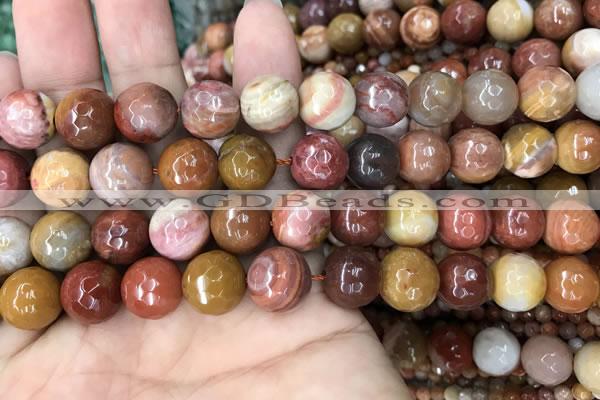 CAG9814 15.5 inches 12mm faceted round wood agate beads