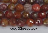 CAG9845 15.5 inches 4mm faceted round red moss agate beads