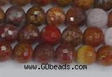 CAG9846 15.5 inches 6mm faceted round red moss agate beads