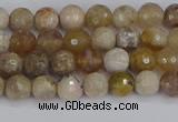 CAG9852 15.5 inches 4mm faceted round ocean fossil agate beads