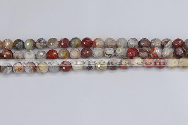 CAG9862 15.5 inches 8mm faceted round Mexican crazy lace agate beads