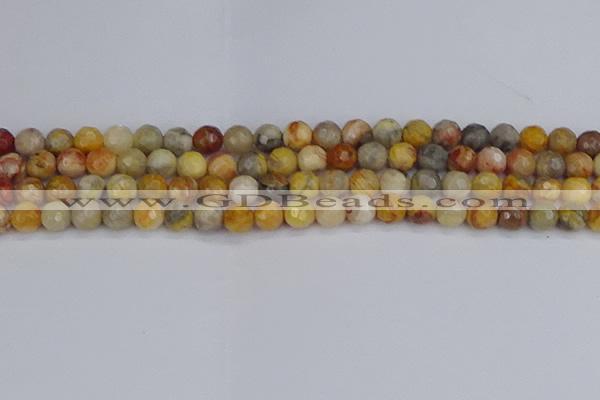 CAG9869 15.5 inches 6mm faceted round yellow crazy lace agate beads