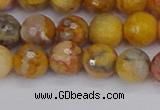 CAG9870 15.5 inches 8mm faceted round yellow crazy lace agate beads