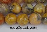 CAG9871 15.5 inches 10mm faceted round yellow crazy lace agate beads