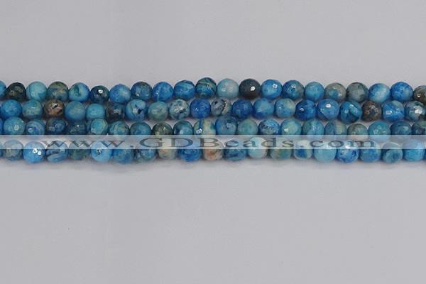 CAG9883 15.5 inches 6mm faceted round blue crazy lace agate beads