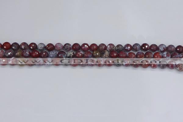 CAG9904 15.5 inches 6mm faceted round red lightning agate beads