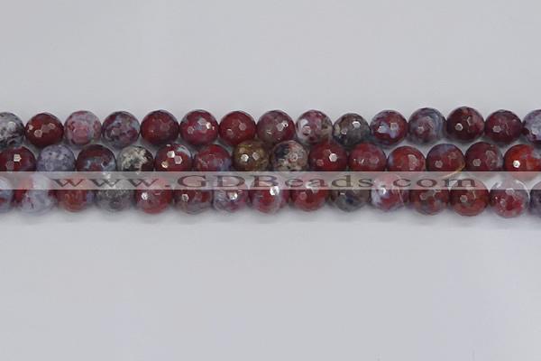 CAG9906 15.5 inches 10mm faceted round red lightning agate beads