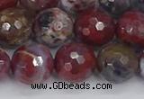 CAG9907 15.5 inches 12mm faceted round red lightning agate beads