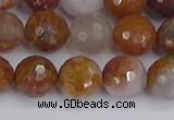 CAG9913 15.5 inches 10mm faceted round red moss agate beads