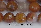 CAG9914 15.5 inches 12mm faceted round red moss agate beads