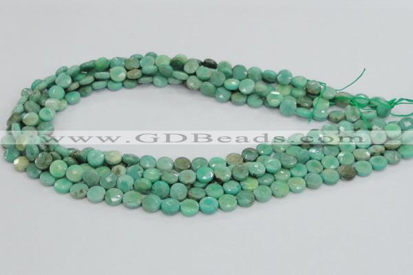 CAG993 15.5 inches 10mm faceted coin green grass agate gemstone beads