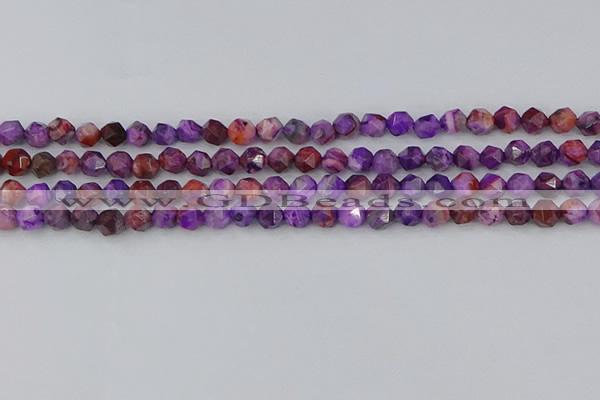 CAG9945 15.5 inches 6mm faceted nuggets purple crazy lace agate beads