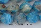 CAG9960 15.5 inches 12mm faceted nuggets blue crazy lace agate beads