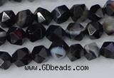 CAG9981 15.5 inches 6mm faceted nuggets black line agate beads