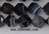 CAG9983 15.5 inches 10mm faceted nuggets black line agate beads