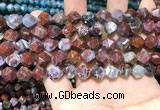 CAG9988 15.5 inches 8mm faceted nuggets red lightning agate beads