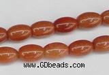 CAJ150 15.5 inches 8*12mm rice red aventurine jade beads