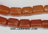 CAJ151 15.5 inches 10*13mm cuboid red aventurine jade beads