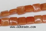 CAJ154 15.5 inches 10*10mm square red aventurine jade beads