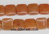 CAJ155 15.5 inches 12*12mm square red aventurine jade beads