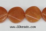 CAJ170 15.5 inches 20mm faceted coin red aventurine jade beads